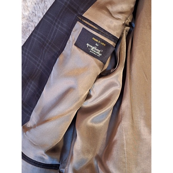 Hart Schaffner Marx Mens Blue Plaid Blazer Sport Coat Chest 44 in Union Made USA - Picture 10 of 13